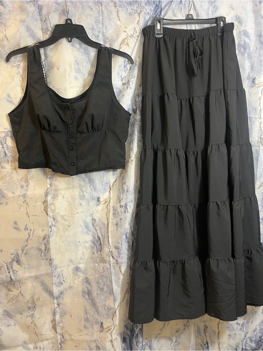 Black Tiered Maxi set - Women's Flowing Summer set